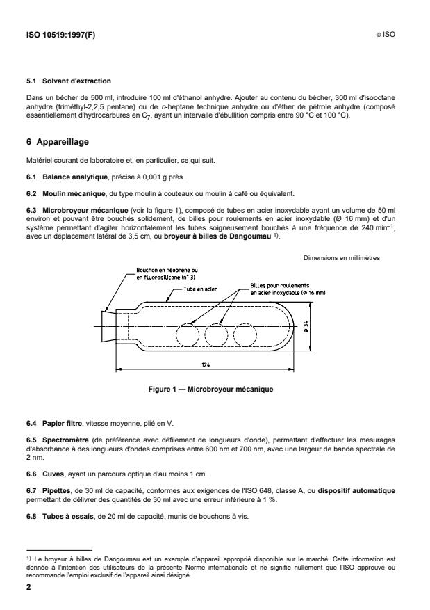 ISO 10519:1997 ISO 10519:1997 - Graines de colza -- Détermination de la teneur en chlorophylle -- Méthode spectrométrique - Page 4 preview