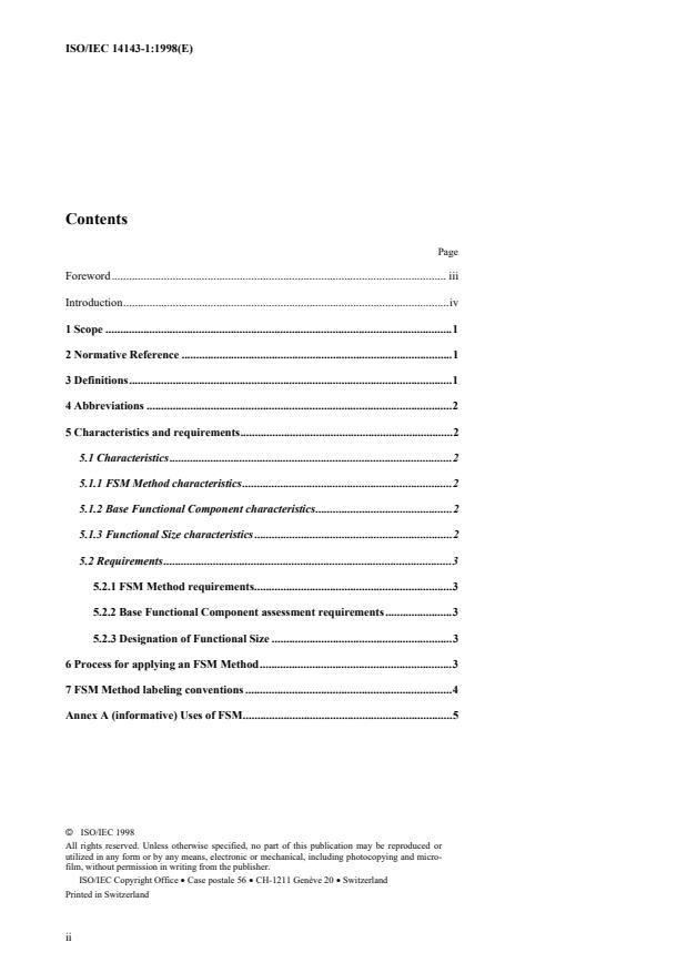 ISO/IEC 14143-1:1998 ISO/IEC 14143-1:1998 - Information technology -- Software measurement -- Functional size measurement - Page 2 preview