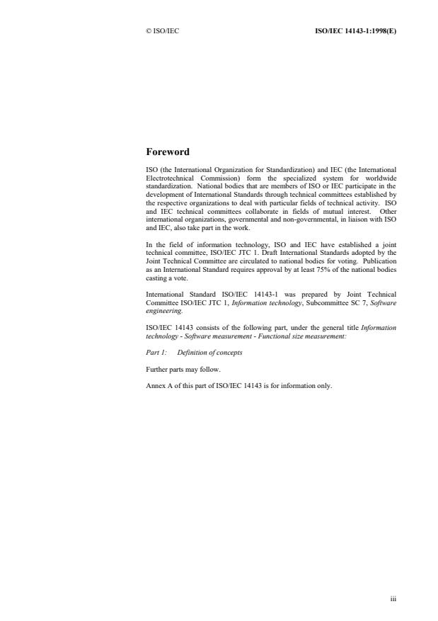 ISO/IEC 14143-1:1998 ISO/IEC 14143-1:1998 - Information technology -- Software measurement -- Functional size measurement - Page 3 preview