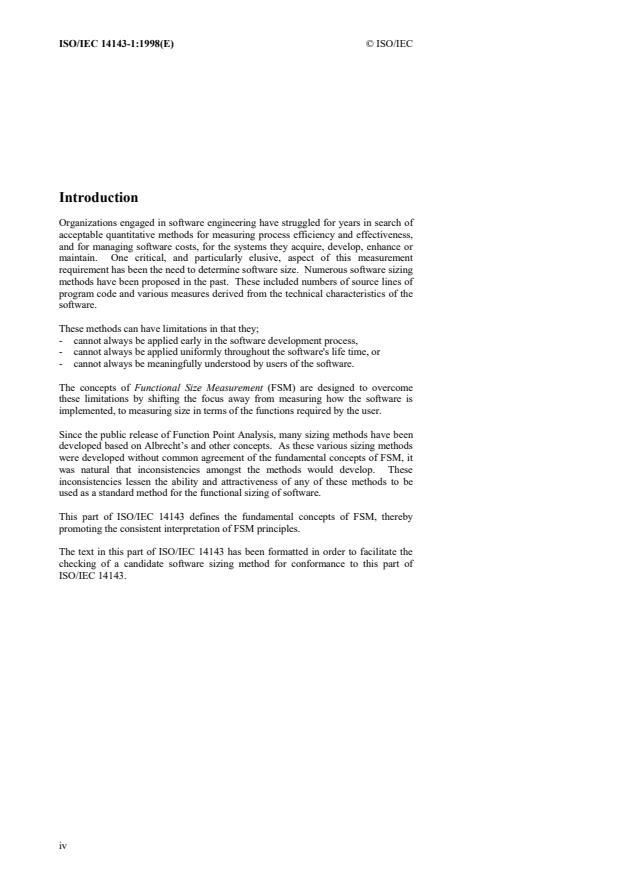 ISO/IEC 14143-1:1998 ISO/IEC 14143-1:1998 - Information technology -- Software measurement -- Functional size measurement - Page 4 preview