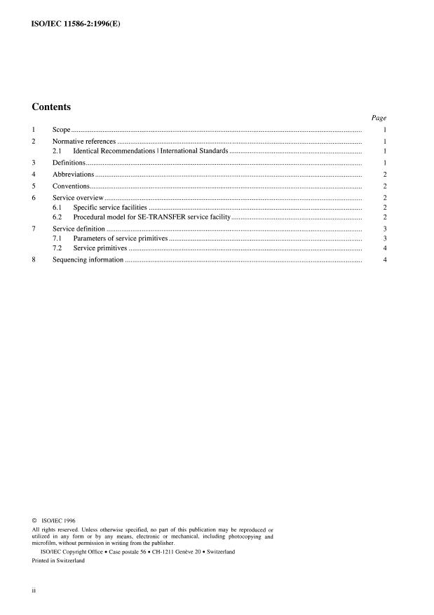 ISO/IEC 11586-2:1996 ISO/IEC 11586-2:1996 - Information technology -- Open Systems Interconnection -- Generic upper layers security: Security Exchange Service Element (SESE) service definition - Page 2 preview
