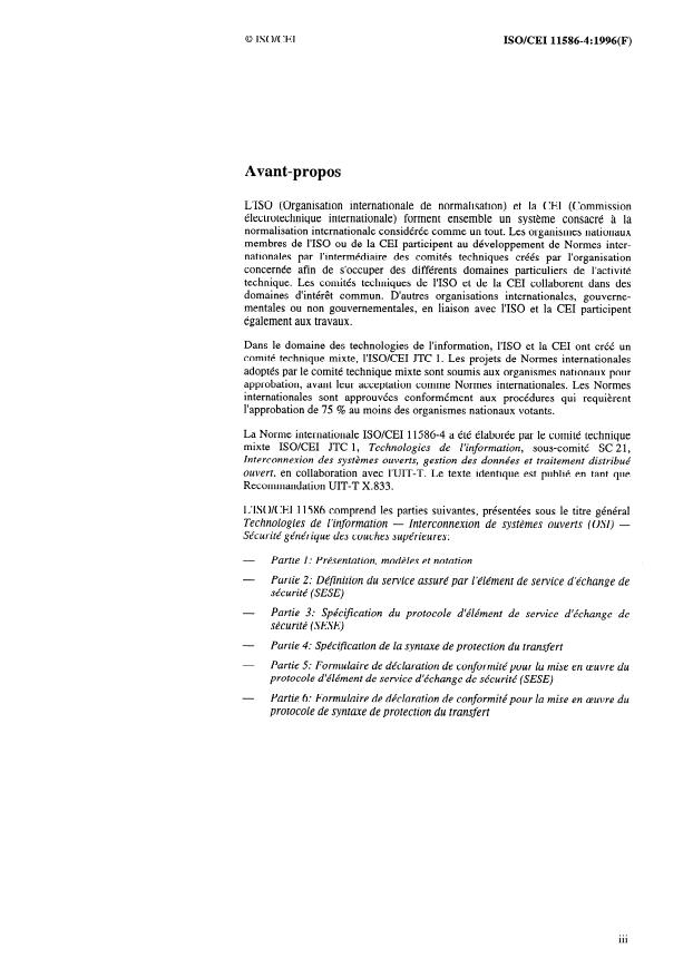 ISO/IEC 11586-4:1996 - Technologies de l'information -- Interconnexion de systemes ouverts (OSI) -- Sécurité générique des couches supérieures: Spécification de la syntaxe de protection du transfert