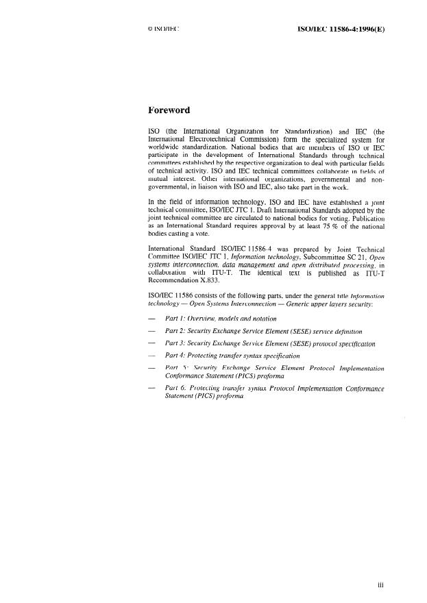 ISO/IEC 11586-4:1996 - Information technology -- Open Systems Interconnection -- Generic upper layers security: Protecting transfer syntax specification
