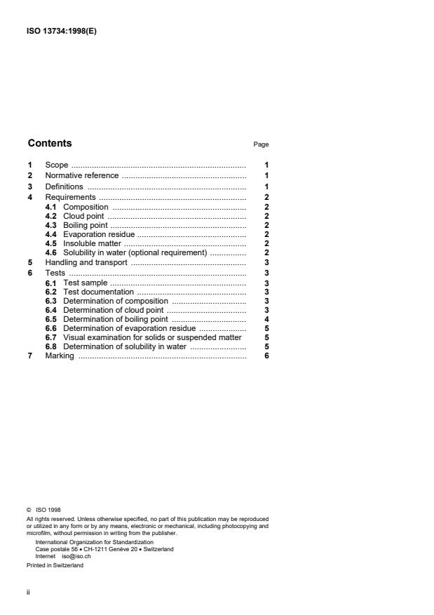 ISO 13734:1998 ISO 13734:1998 - Natural gas -- Organic sulfur compounds used as odorants -- Requirements and test methods - Page 2 preview