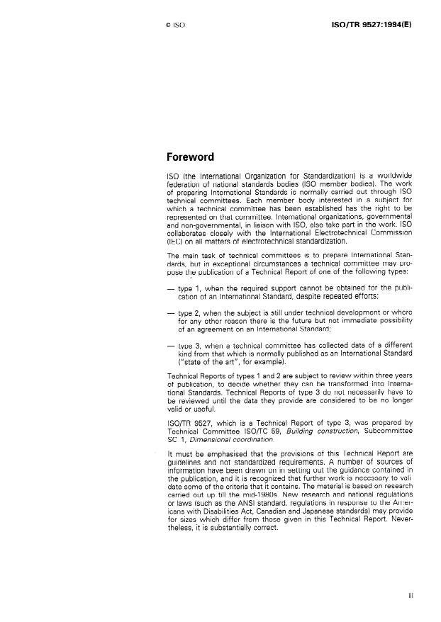 ISO/TR 9527:1994 - Building construction -- Needs of disabled people in buildings -- Design guidelines