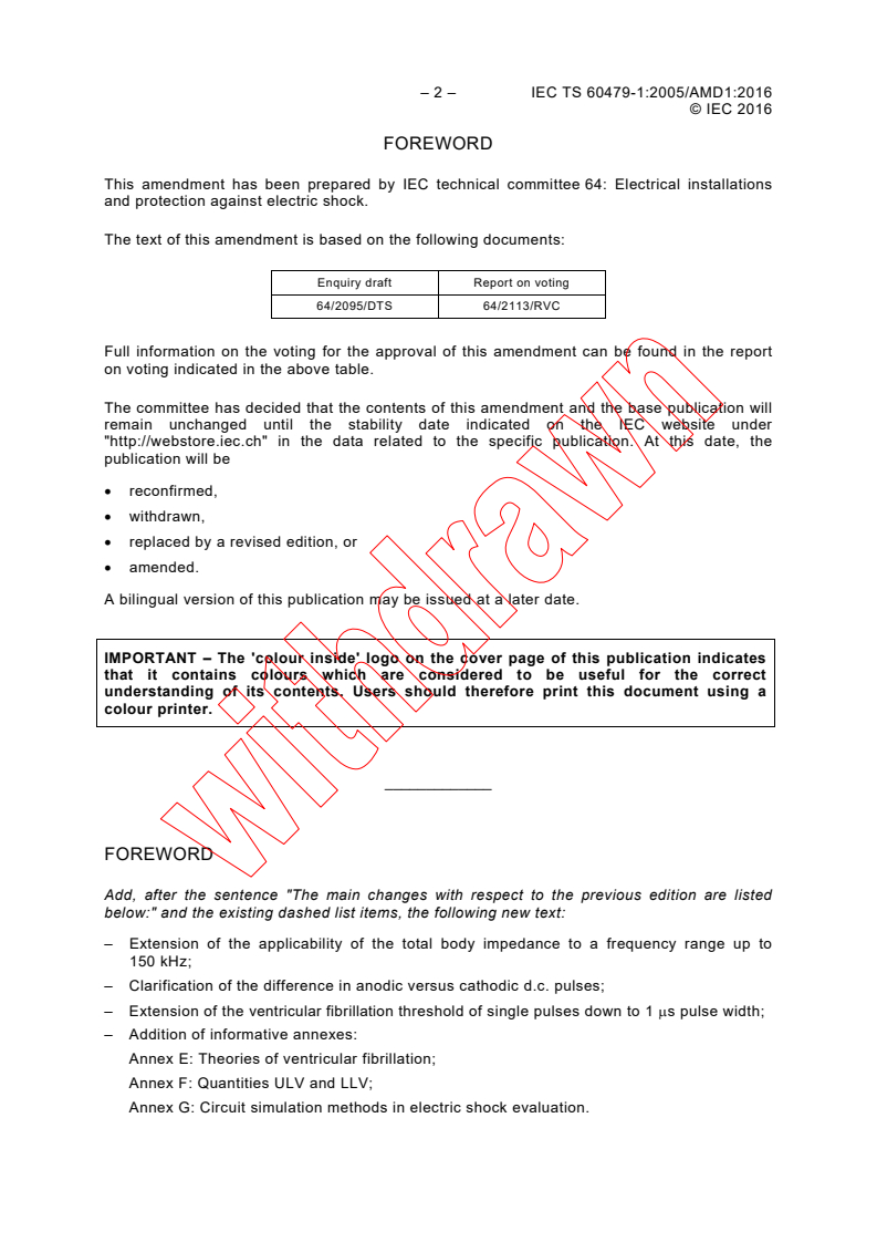 IEC TS 60479-1:2005/AMD1:2016 IEC TS 60479-1:2005/AMD1:2016 - Amendment 1 - Effects of current on human beings and livestock - Part 1: General aspects
Released:7/12/2016
Isbn:9782832235034 - Page 4 preview