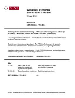 SIST HD 60364-7-710:2012 - Page 1 preview