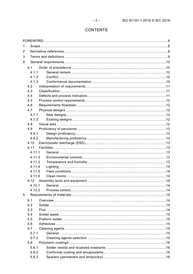 IEC 61191-1:2018 IEC 61191-1:2018 - Printed board assemblies - Part 1: Generic specification - Requirements for soldered electrical and electronic assemblies using surface mount and related assembly technologies - Page 4 preview