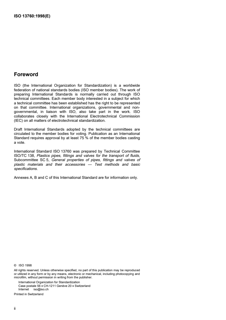 ISO 13760:1998 ISO 13760:1998 - Plastics pipes for the conveyance of fluids under pressure — Miner's rule — Calculation method for cumulative damage
Released:5/14/1998 - Page 2 preview