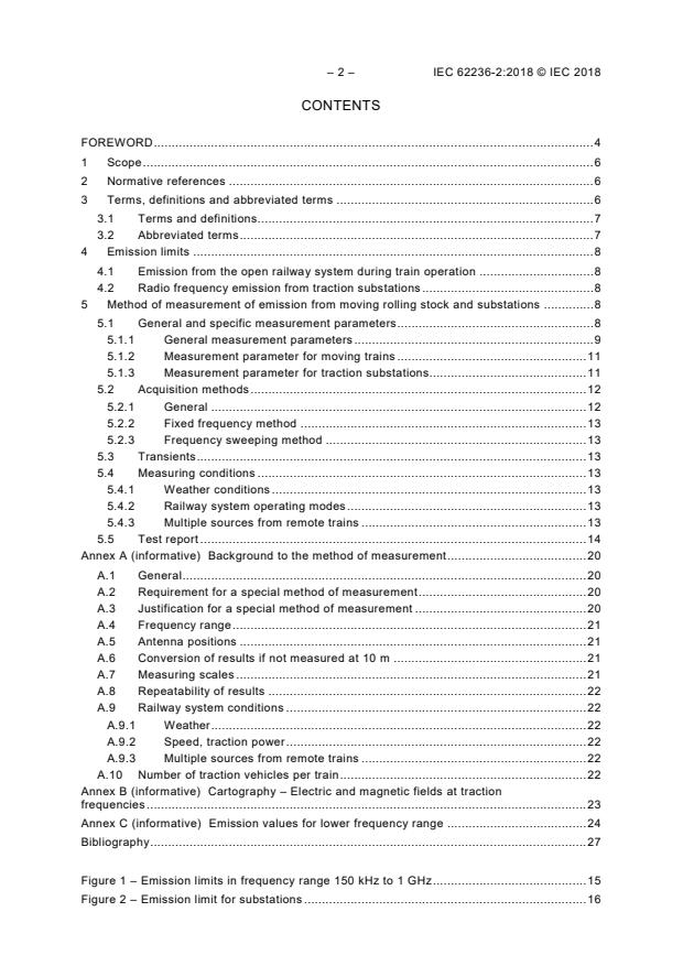 IEC 62236-2:2018 IEC 62236-2:2018 - Railway applications - Electromagnetic compatibility - Part 2: Emission of the whole railway system to the outside world - Page 4 preview