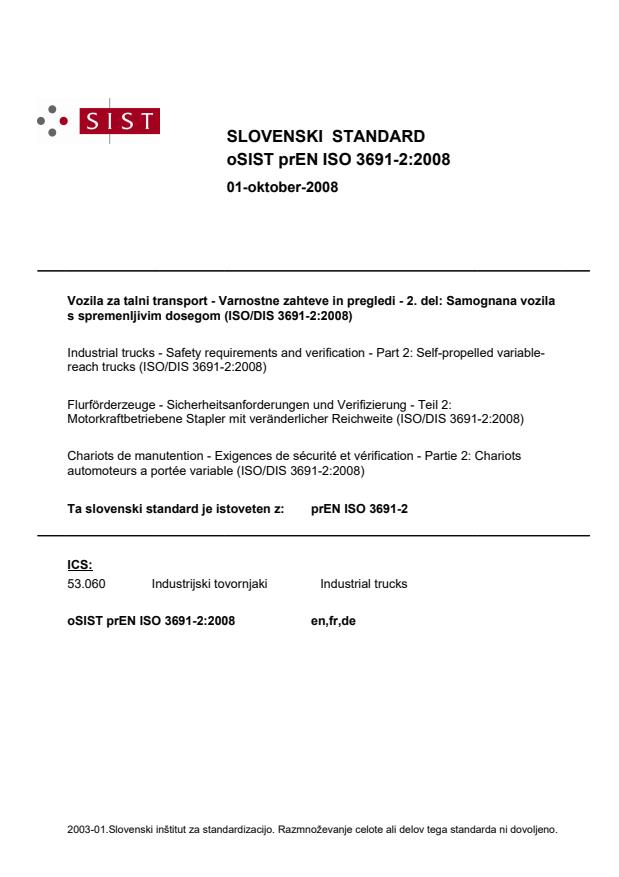 prEN ISO 3691-2:2008