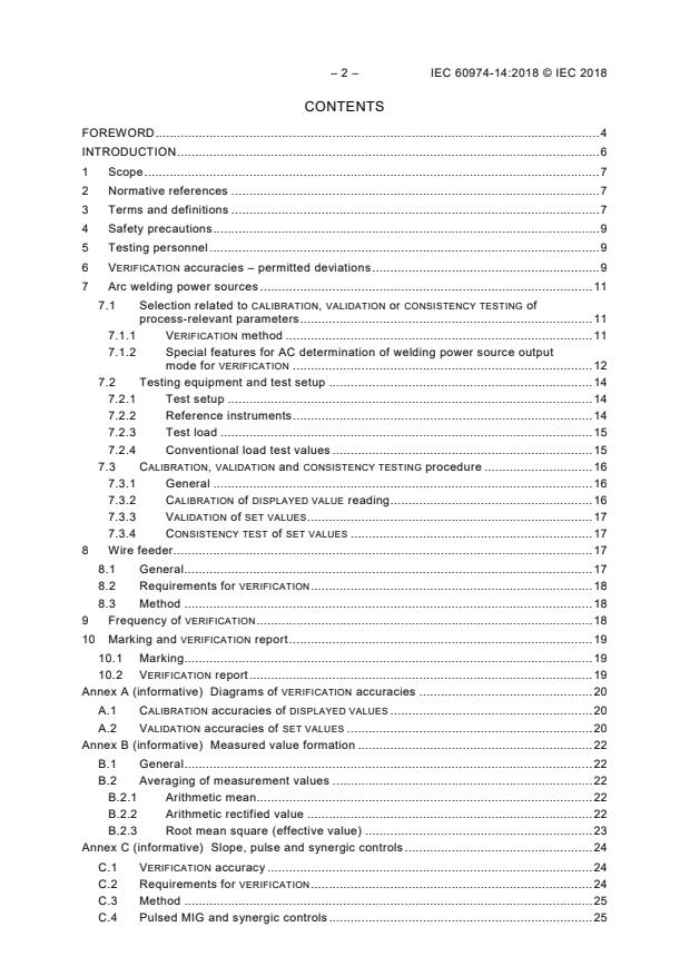 IEC 60974-14:2018 IEC 60974-14:2018 - Arc welding equipment - Part 14: Calibration, validation and consistency testing - Page 4 preview