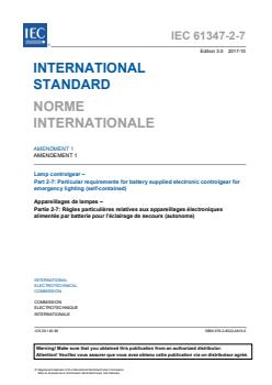 IEC 61347-2-7:2011/AMD1:2017 - Amendment 1 - Lamp controlgear - Part 2-7: Particular requirements for battery supplied electronic controlgear for emergency lighting (self-contained) - Page 3 preview
