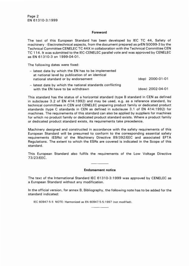 EN 61310-3:1999 EN 61310-3:2000 - Page 4 preview