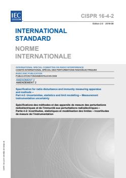 CISPR 16-4-2:2011/AMD2:2018 - Amendment 2 - Specification for radio disturbance and immunity measuring apparatus and methods - Part 4-2: Uncertainties, statistics and limit modelling - Measurement instrumentation uncertainty - Page 1 preview