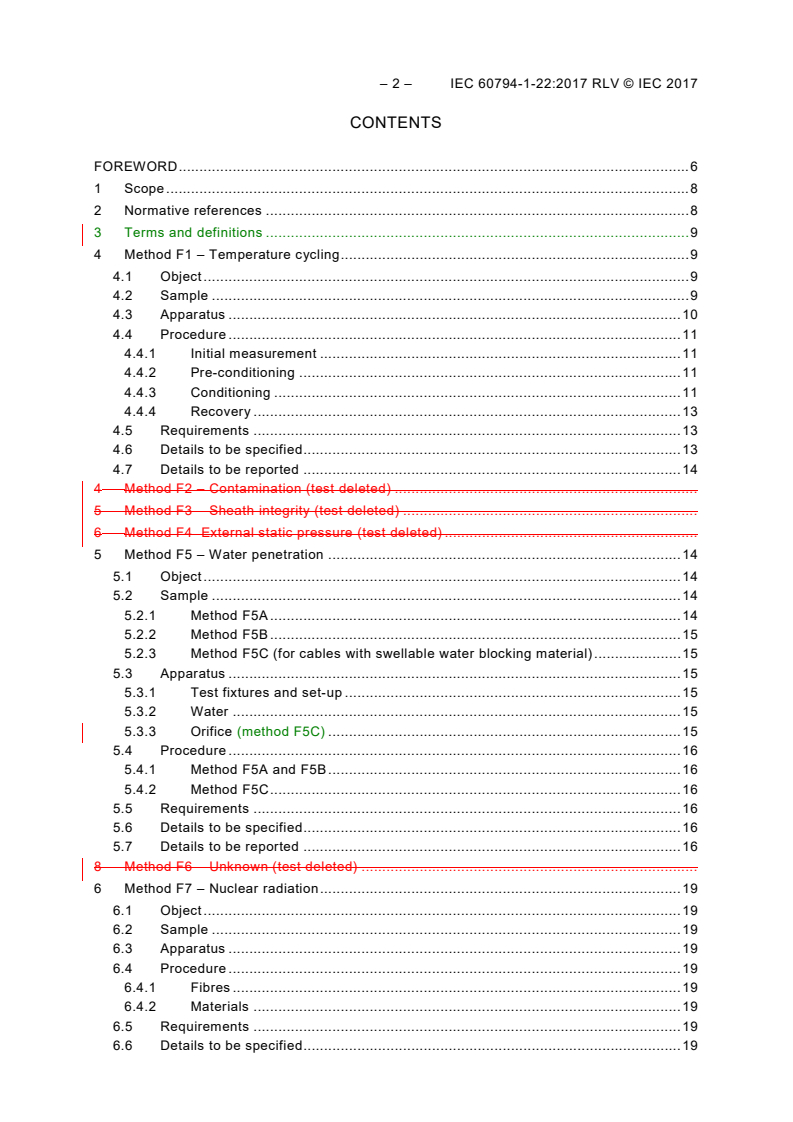 IEC 60794-1-22:2017 IEC 60794-1-22:2017 RLV - Optical fibre cables - Part 1-22: Generic specification - Basic optical cable test procedures - Environmental test methods
Released:10/5/2017
Isbn:9782832249260 - Page 4 preview