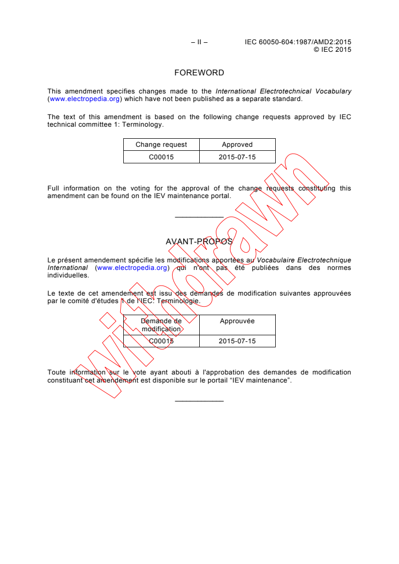 IEC 60050-604:1987/AMD2:2015 IEC 60050-604:1987/AMD2:2015 - Amendment 2 - International Electrotechnical Vocabulary (IEV) - Part 604: Generation, transmission and distribution of electricity - Operation
Released:8/14/2015
Isbn:9782832228401 - Page 4 preview