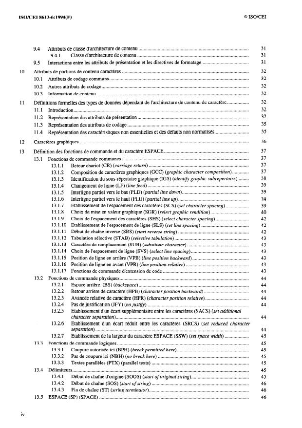 ISO/IEC 8613-6:1994 ISO/IEC 8613-6:1994 - Technologies de l'information -- Architecture de document ouverte (ODA) et format de transfert: Architecture de contenu de type caracteres - Page 4 preview