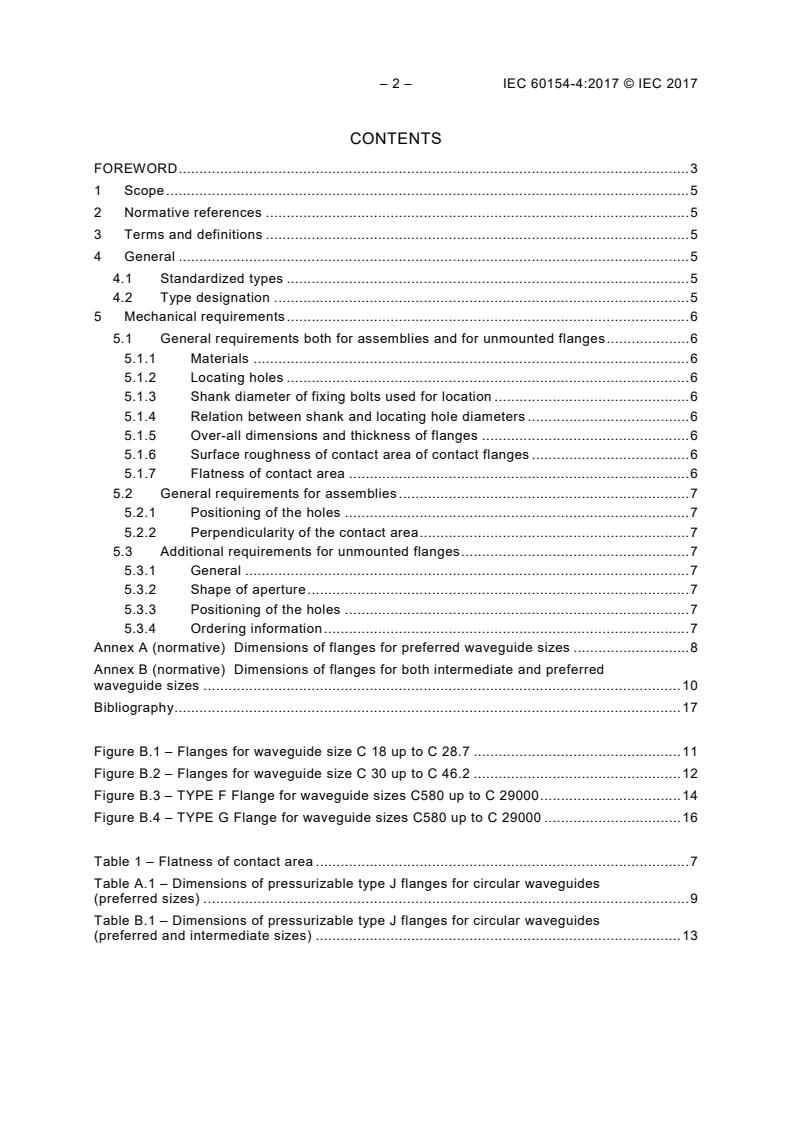 IEC 60154-4:2017 IEC 60154-4:2017 - Flanges for waveguides - Part 4: Relevant specifications for flanges for circular waveguides - Page 4 preview