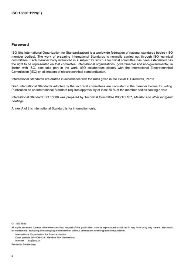 ISO 13806:1999 ISO 13806:1999 - Vitreous and porcelain enamels -- Corrosion tests in closed systems - Page 2 preview
