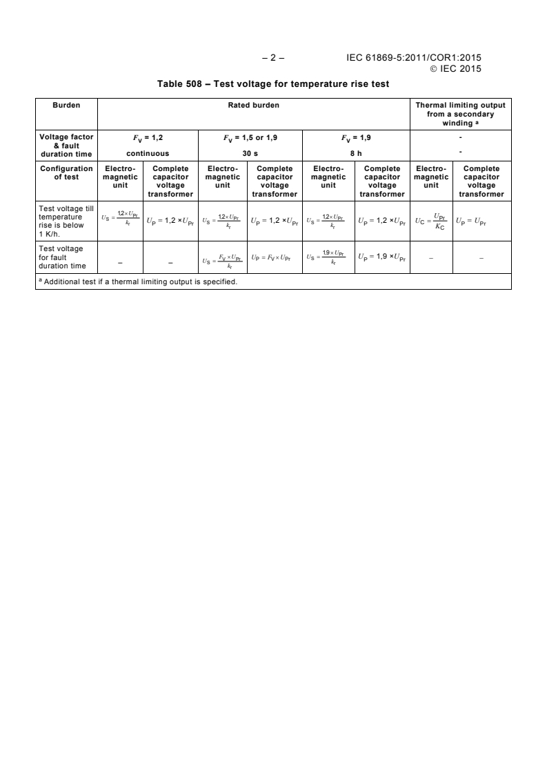 IEC 61869-5:2011/COR1:2015 IEC 61869-5:2011/COR1:2015 - Corrigendum 1 - Instrument transformers - Part 5: Additional requirements for capacitor voltage transformers
Released:8/28/2015 - Page 2 preview