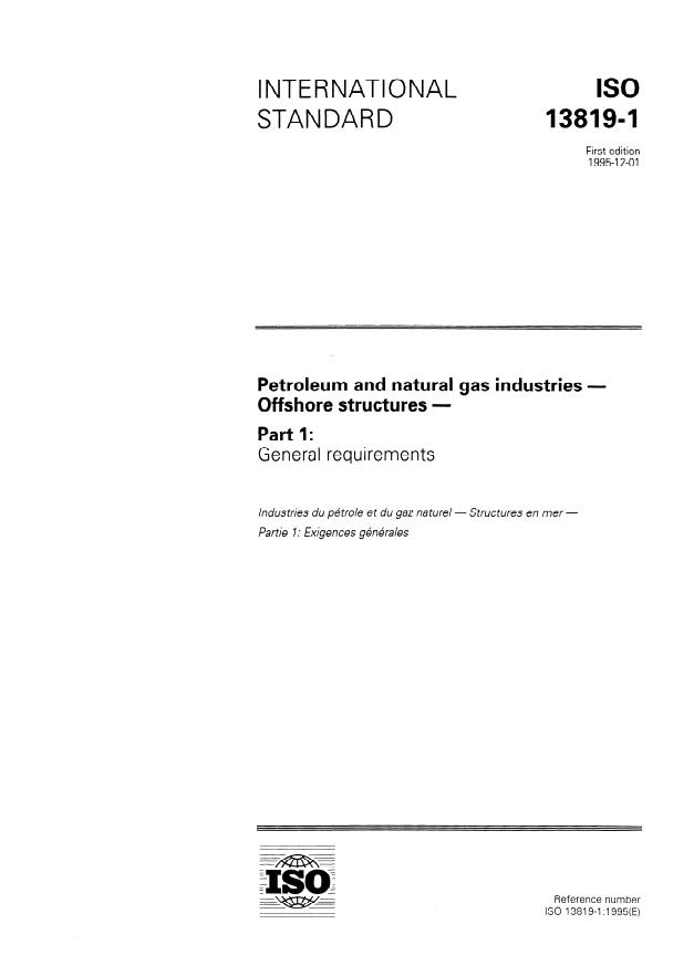 ISO 13819-1:1995 - Petroleum and natural gas industries -- Offshore structures
