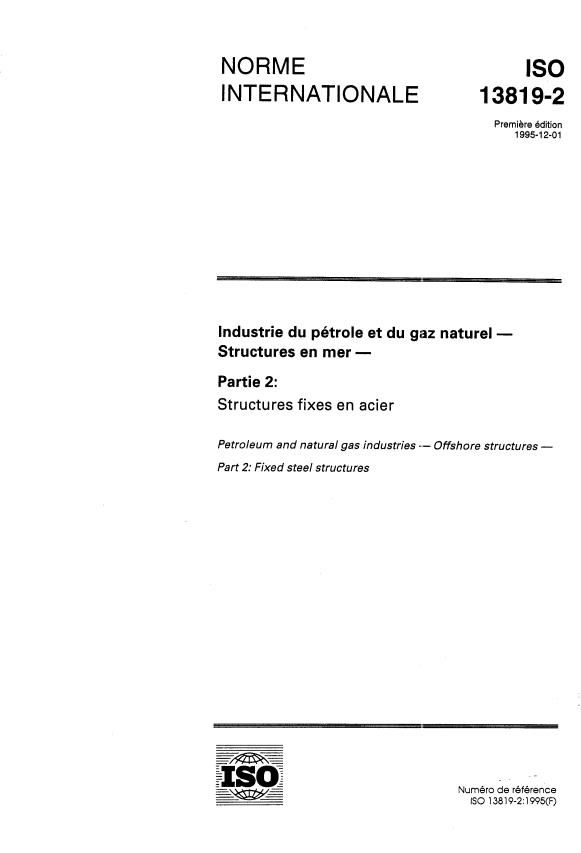 ISO 13819-2:1995 - Industries du pétrole et du gaz naturel -- Structures en mer