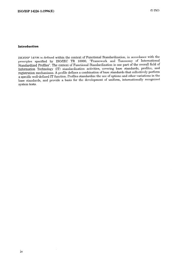 ISO/ISP 14226-1:1996 ISO/ISP 14226-1:1996 - Industrial automation systems -- International Standardized Profile AMM11: MMS General Applications Base Profile - Page 4 preview