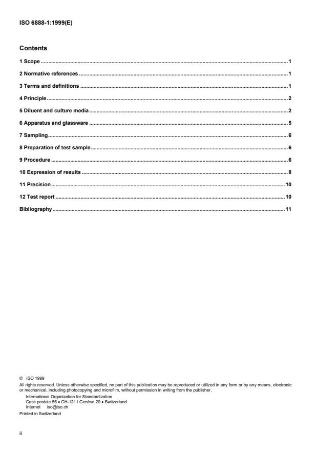ISO 6888-1:1999 ISO 6888-1:1999 - Microbiology of food and animal feeding stuffs -- Horizontal method for the enumeration of coagulase-positive staphylococci (Staphylococcus aureus and other species) - Page 2 preview