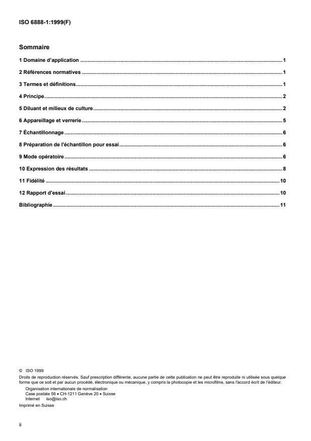 ISO 6888-1:1999 ISO 6888-1:1999 - Microbiologie des aliments -- Méthode horizontale pour le dénombrement des staphylocoques a coagulase positive (Staphylococcus aureus et autres especes) - Page 2 preview