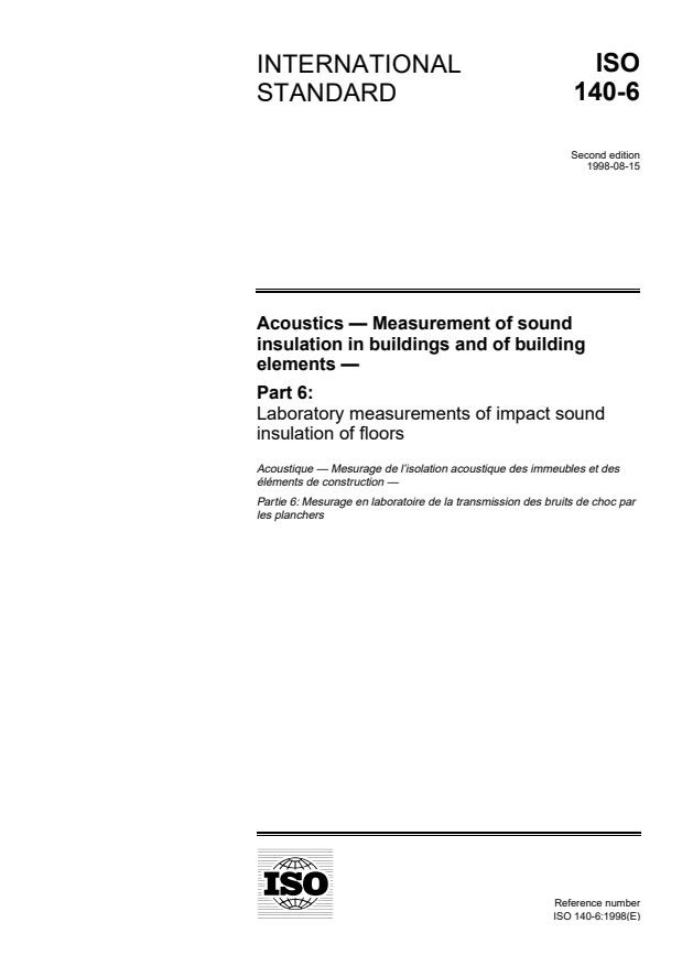 ISO 140-6:1998 - Acoustics -- Measurement of sound insulation in buildings and of building elements