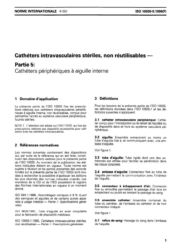 ISO 10555-5:1996 - Cathéters intravasculaires stériles, non réutilisables