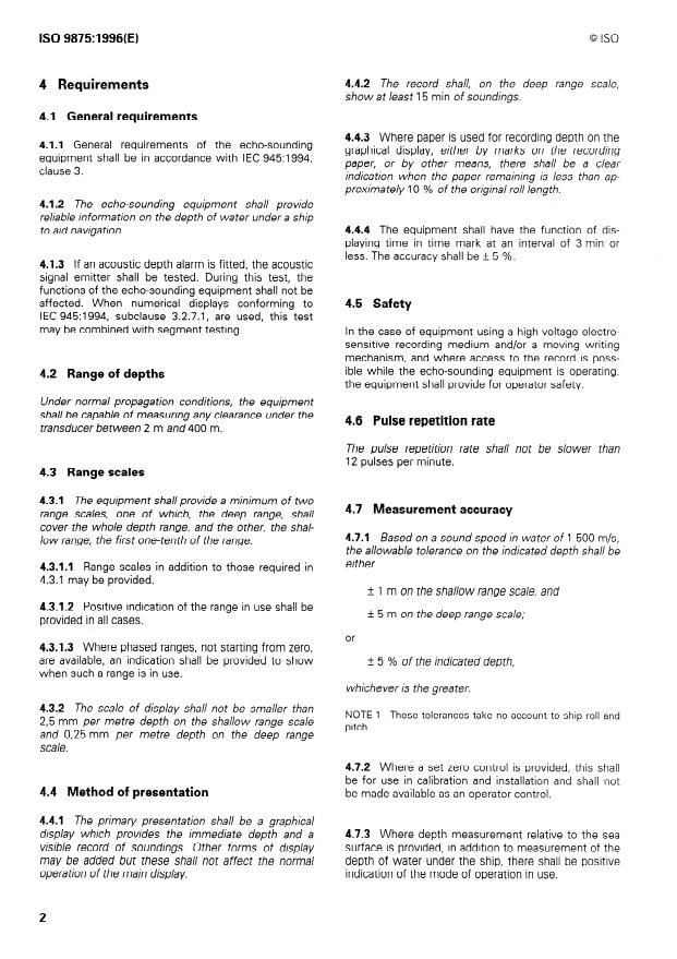 ISO 9875:1996 ISO 9875:1996 - Ships and marine technology -- Marine echo-sounding equipment - Page 4 preview