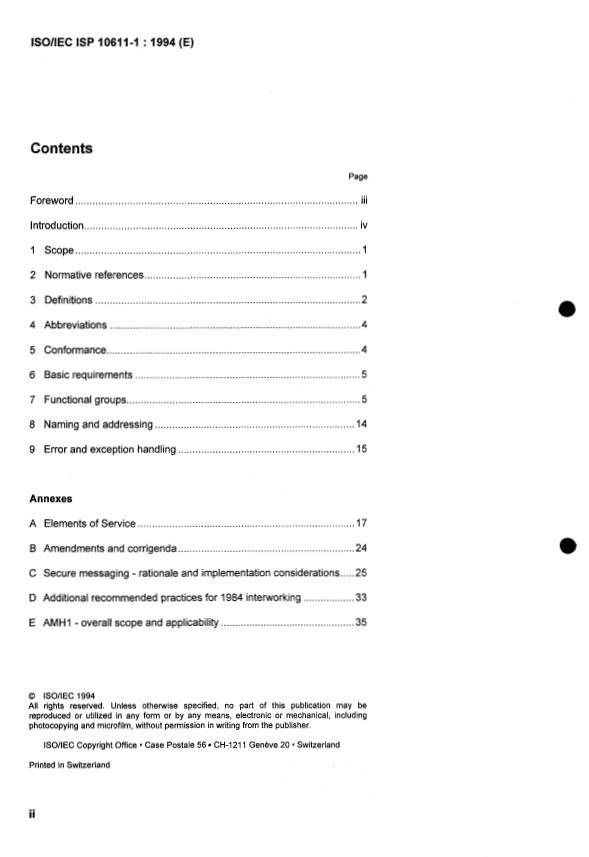 ISO/IEC ISP 10611-1:1994 ISO/IEC ISP 10611-1:1994 - Information technology -- International Standardized Profiles AMH1n -- Message Handling Systems -- Common Messaging - Page 2 preview