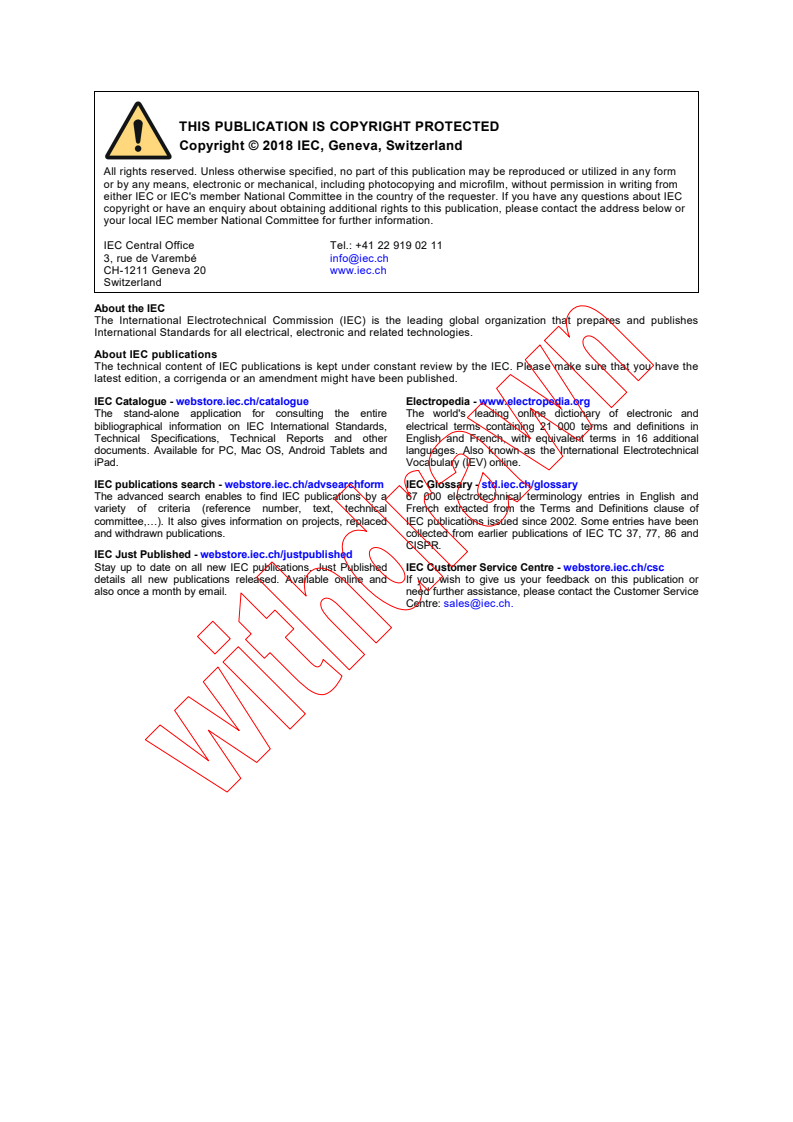 IEC 60794-1-31:2018 IEC 60794-1-31:2018 - Optical fibre cables - Part 1-31: Generic specification - Optical cable elements - Optical fibre ribbon
Released:5/15/2018
Isbn:9782832256947 - Page 2 preview