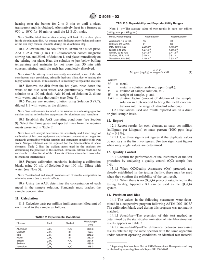 ASTM D5056-02 - Standard Test Method for Trace Metals in Petroleum Coke by Atomic Absorption