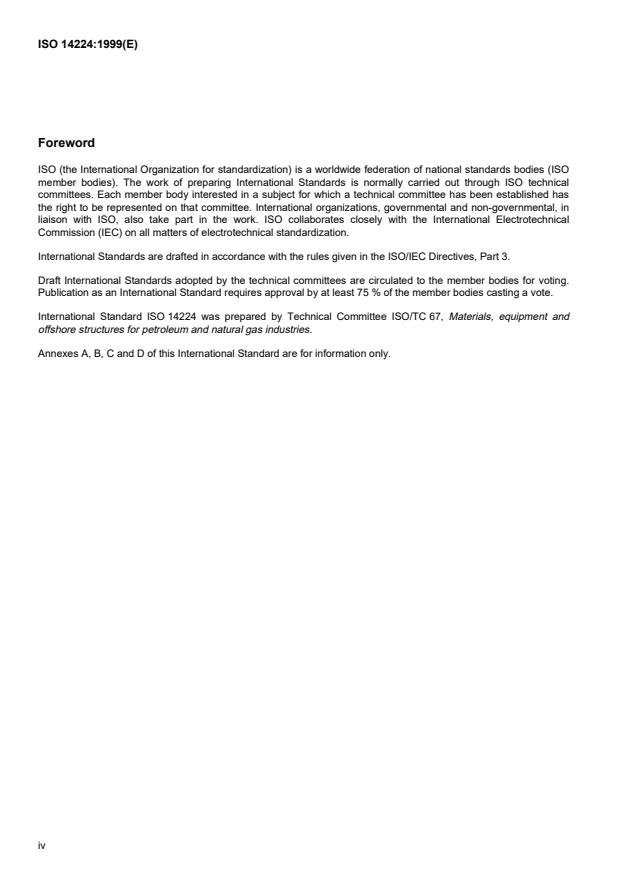 ISO 14224:1999 ISO 14224:1999 - Petroleum and natural gas industries -- Collection and exchange of reliability and maintenance data for equipment - Page 4 preview
