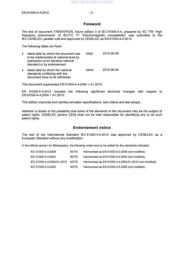 EN 61000-4-4:2012 EN 61000-4-4:2013 - Page 4 preview