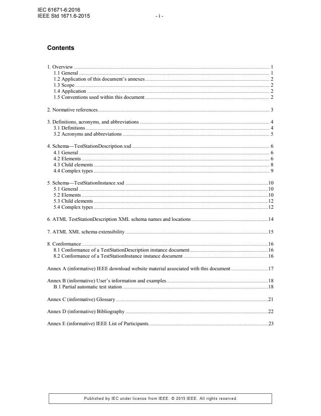IEC 61671-6:2016 IEC 61671-6:2016 - Standard for automatic test markup language (ATML) test station description - Page 4 preview