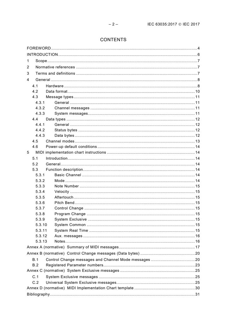 IEC 63035:2017 IEC 63035:2017 - MIDI (musical instrument digital interface) specification 1.0 (Abridged Edition, 2015) - Page 4 preview