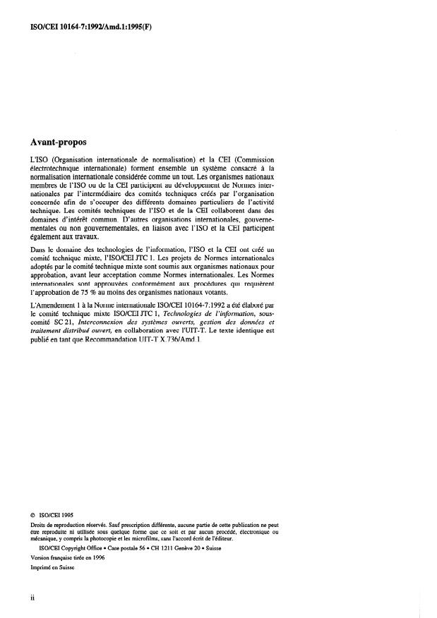 ISO/IEC 10164-7:1992/Amd 1:1995 ISO/IEC 10164-7:1992/Amd 1:1995 - Formulaires de déclaration de conformité d'instance - Page 2 preview