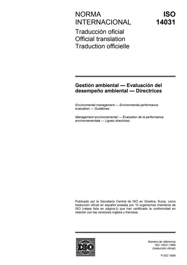 ISO 14031:1999 - Environmental management -- Environmental performance evaluation -- Guidelines