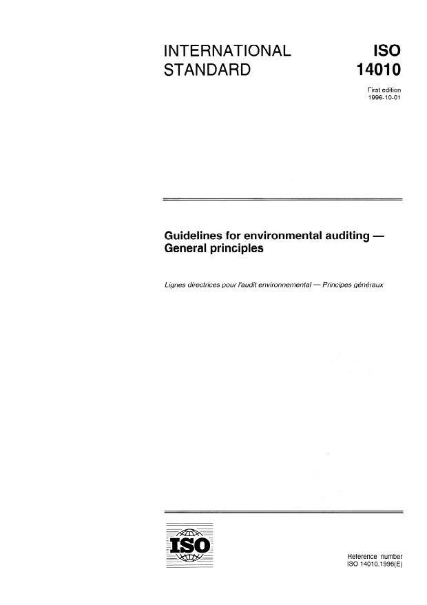 ISO 14010:1996 - Guidelines for environmental auditing -- General principles