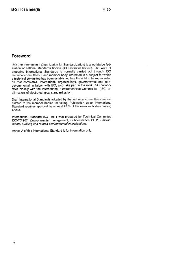 ISO 14011:1996 ISO 14011:1996 - Guidelines for environmental auditing -- Audit procedures -- Auditing of environmental management systems - Page 4 preview
