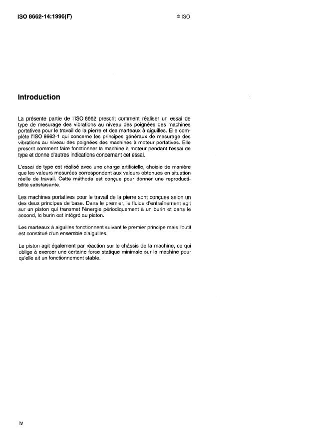 ISO 8662-14:1996 ISO 8662-14:1996 - Machines a moteur portatives -- Mesurage des vibrations au niveau des poignées - Page 4 preview