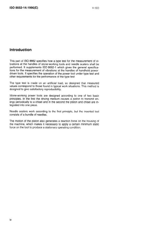ISO 8662-14:1996 ISO 8662-14:1996 - Hand-held portable power tools -- Measurement of vibrations at the handle - Page 4 preview