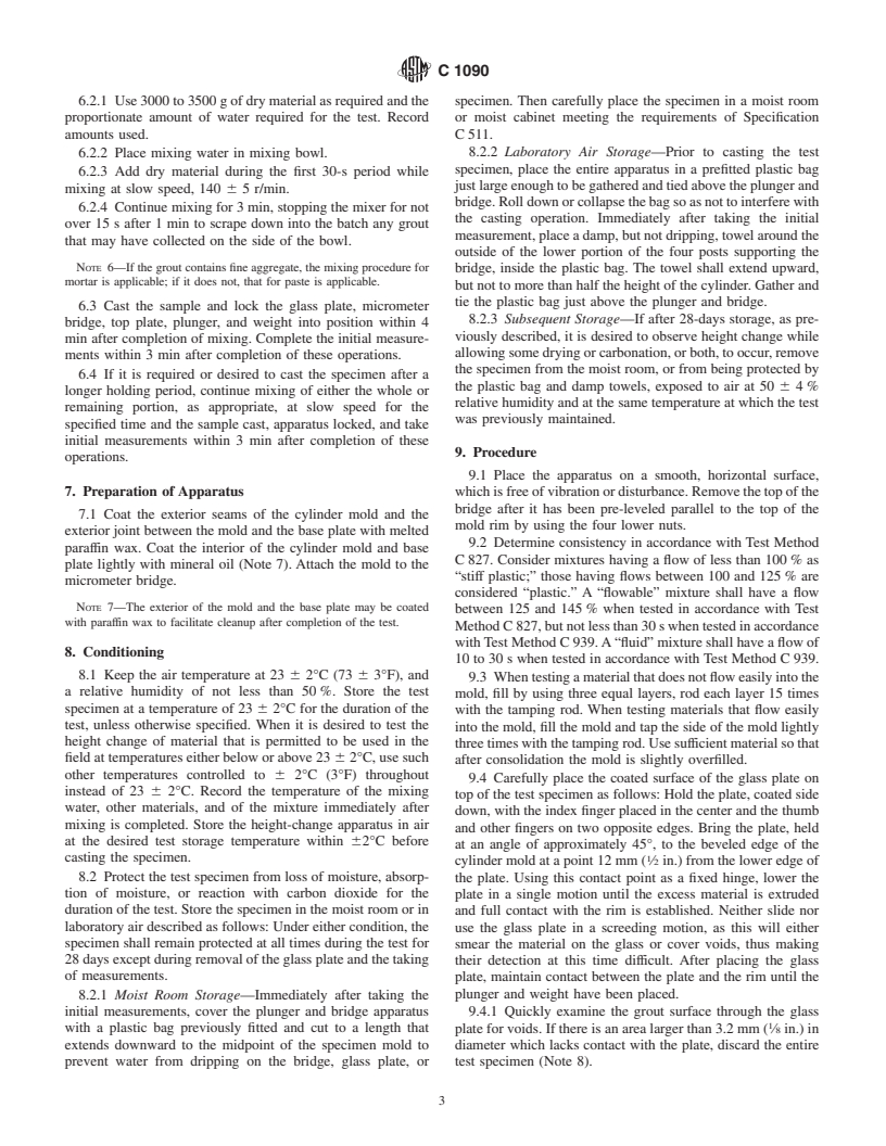 ASTM C1090-01 - Standard Test Method for Measuring Changes in Height of Cylindrical Specimens from Hydraulic-Cement Grout