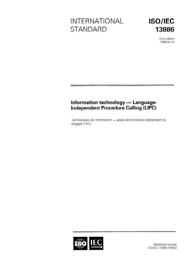 ISO/IEC 13886:1996 - Information technology -- Language-Independent Procedure Calling (LIPC)