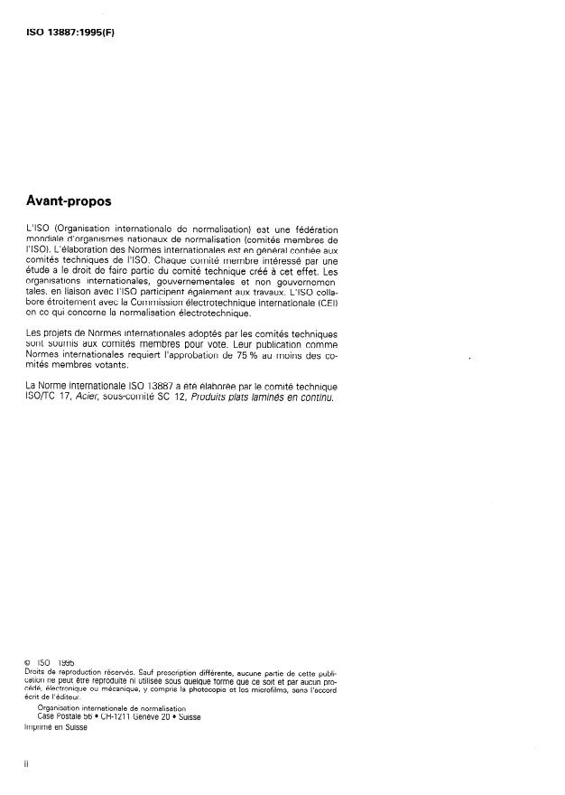 ISO 13887:1995 ISO 13887:1995 - Tôles laminées a froid en acier a limite d'élasticité et aptitude au formage accrues - Page 2 preview