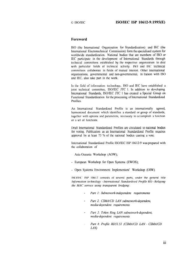 ISO/IEC ISP 10612-9:1995 - Information technology -- International Standardized Profile RD -- Relaying the MAC service using transparent bridging